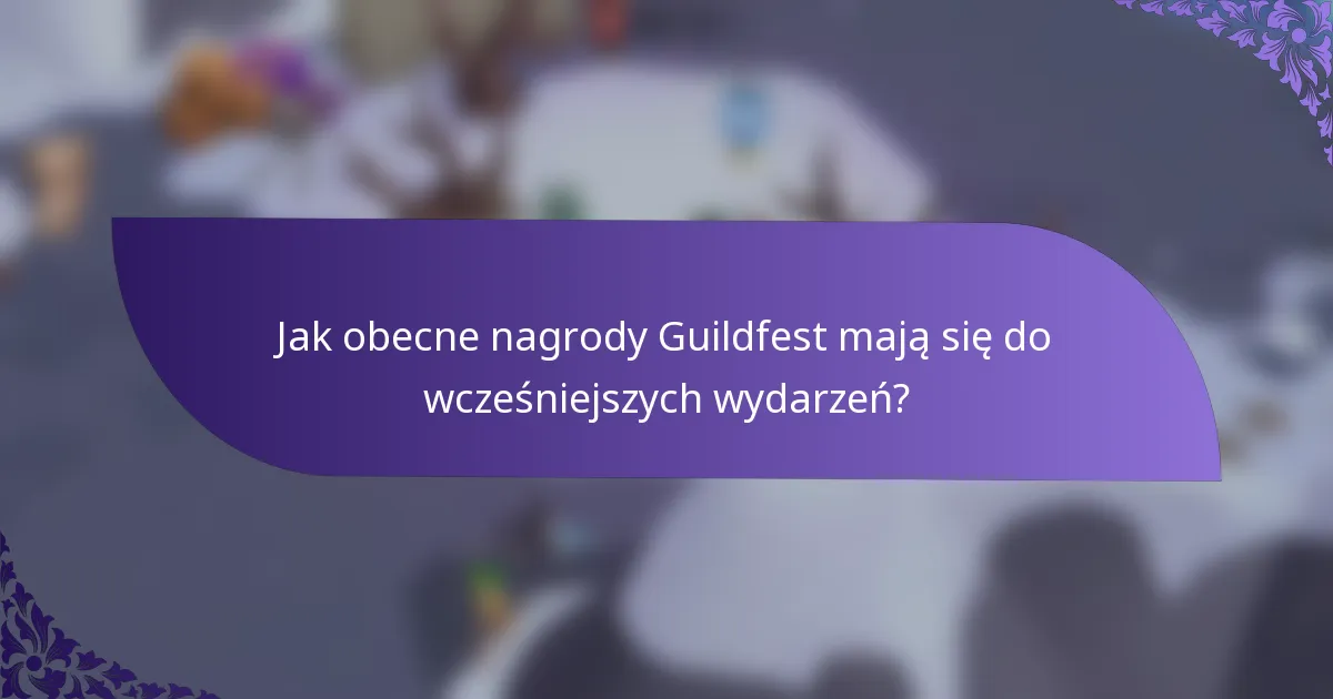 Jak obecne nagrody Guildfest mają się do wcześniejszych wydarzeń?